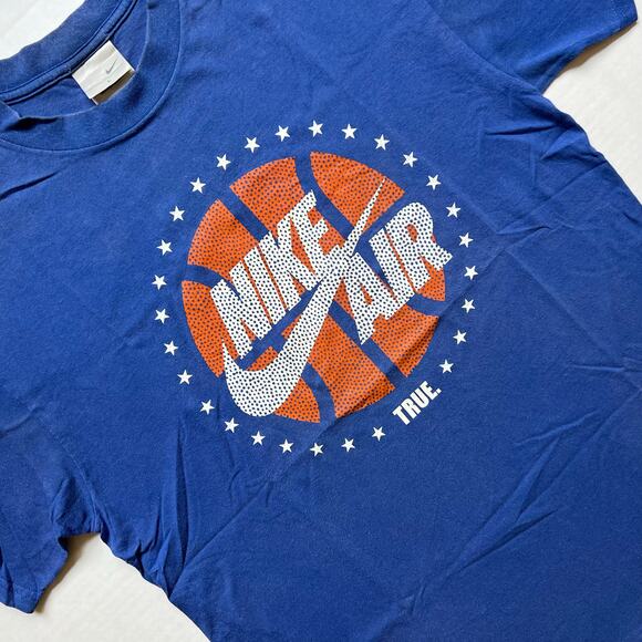 Vintage Y2k Nike Air Basketball Swoosh T Shirt Blue Team Silver Tag Hooper Star - Picture 3 of 8